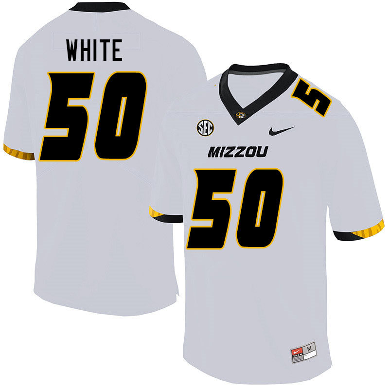 Men #50 Hyrin White Missouri Tigers College Football Jerseys Sale-White - Click Image to Close